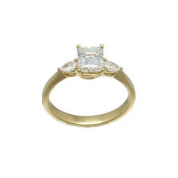geelgouden solitair ring emerlad Cut 1.08 Ct incl.HRD certificaat