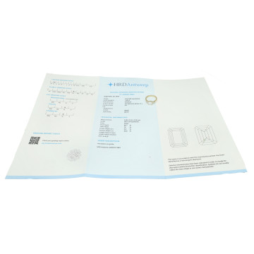 geelgouden solitair ring emerlad Cut 1.08 Ct incl.HRD certificaat