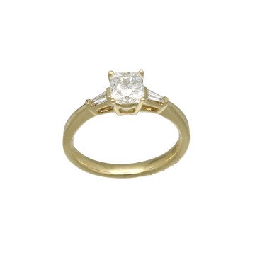 Geelgouden Solitair Ring Radiant Cut 1.01 Ct HRD Certificaat