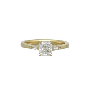 Geelgouden Solitair Ring Radiant Cut 1.01 Ct HRD Certificaat