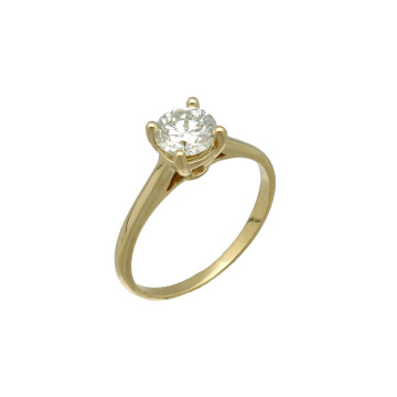 geelgouden Solitair ring met briljant 0.98 Ct incl HRD certificaat