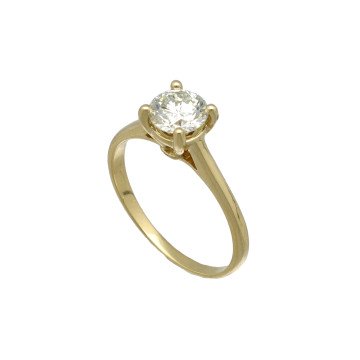 geelgouden Solitair ring met briljant 0.98 Ct incl HRD certificaat