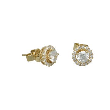 Geelgouden 18 krt oorknoppen diamant incl.IGI rapport