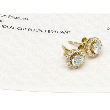 Geelgouden 18 krt oorknoppen diamant incl.IGI rapport