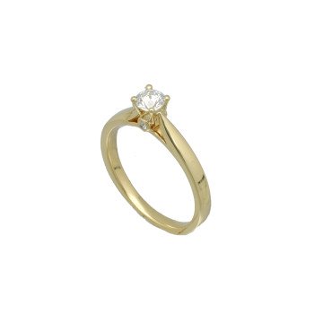Geelgouden solitairring Diamant 0.51 Ct