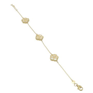 Geelgouden armband klaverblad met parelmoer