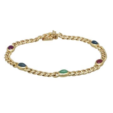 Geelgouden armband met robijn-saffier-smaragd. Maxima armband.