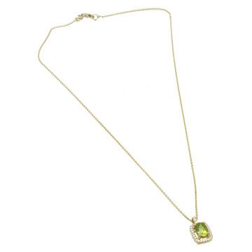 Geelgouden collier met diamant en peridot