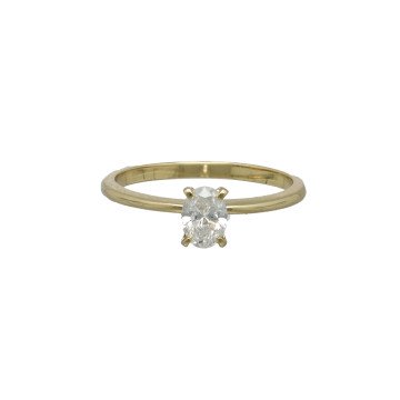 Geelgouden Solitaire ring Ovale diamant