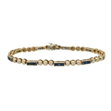 Geelgouden armband met saffier en briljant 