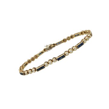 Geelgouden armband met saffier en briljant 