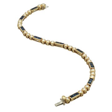 Geelgouden armband met saffier en briljant 
