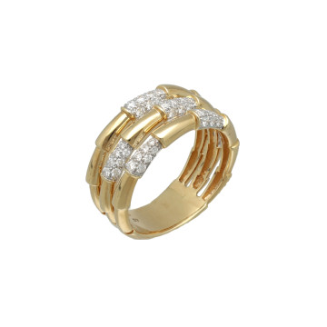 Geelgouden rij ring met diamant 0.57ct