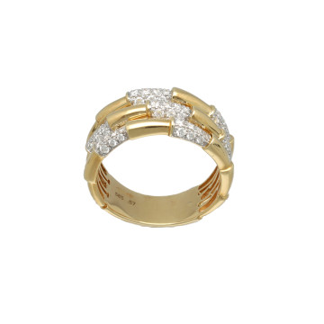 Geelgouden rij ring met diamant 0.57ct