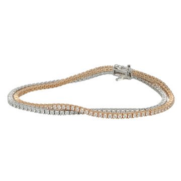 Rose/Witgouden Tennisarmband met briljant 3.60ct