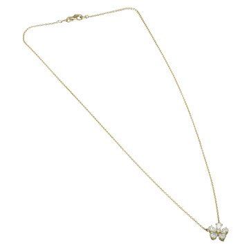 Geelgoud collier rozet hanger met diamant 