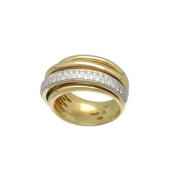 Massief geelgouden slag ring met pave diamant 0.90ct